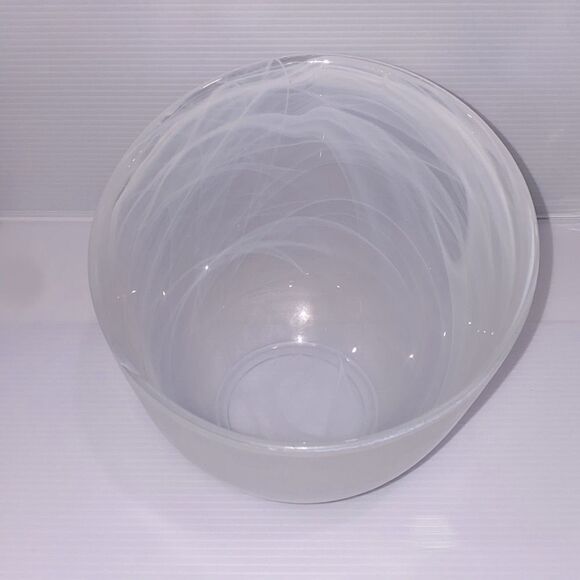 Alabaster Opulent White Swirl Bowl High Low Design Hand Cast Swirl - Picture 2 of 9